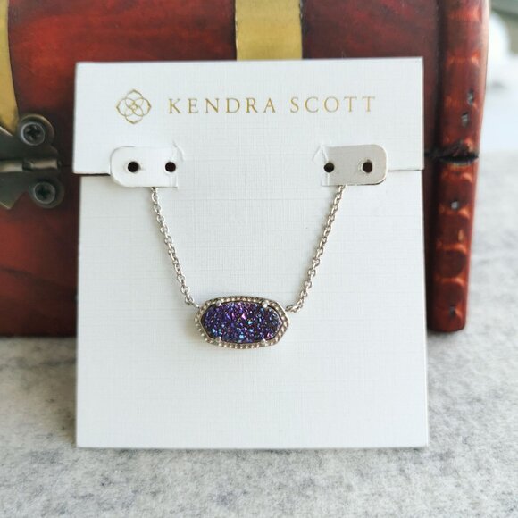 Kendra Scott Elisa Necklace - Silver & Multicolor Drusy - Picture 1 of 4